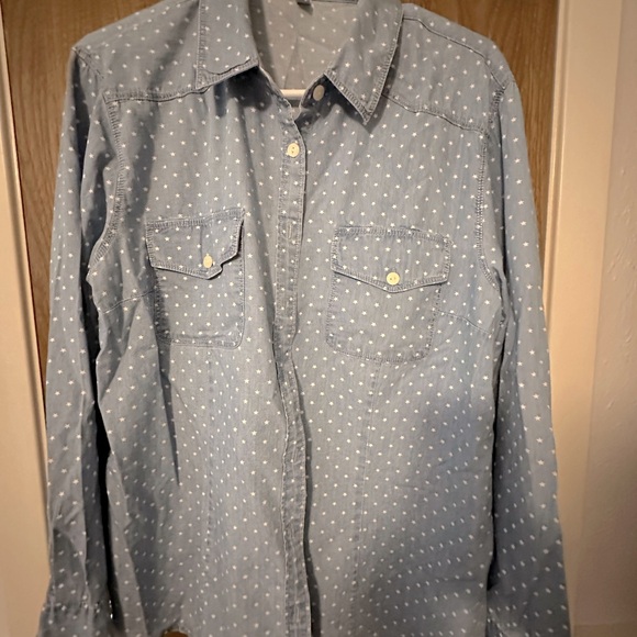 Light weight cotton denim top with white stars - Picture 1 of 2
